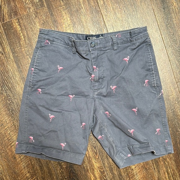 Chaps Gray Blue Flamingo Shorts - Picture 1 of 3